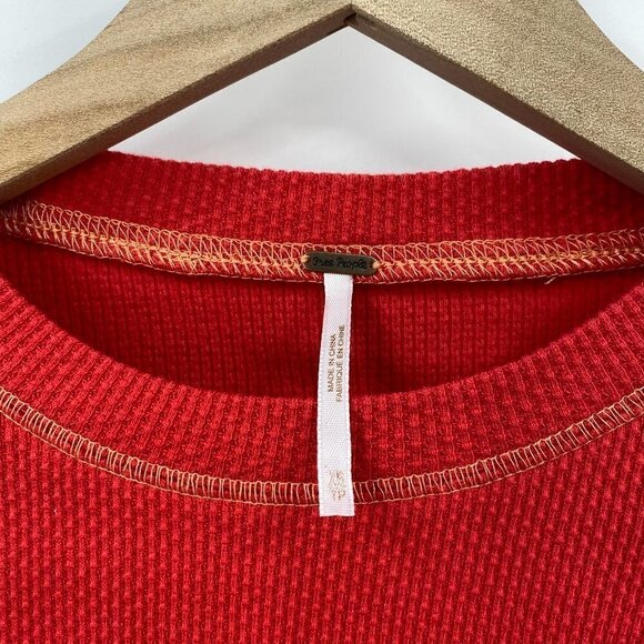 Free People Red Zip It Cuff Waffle Knit Thermal Size XS - Picture 6 of 8